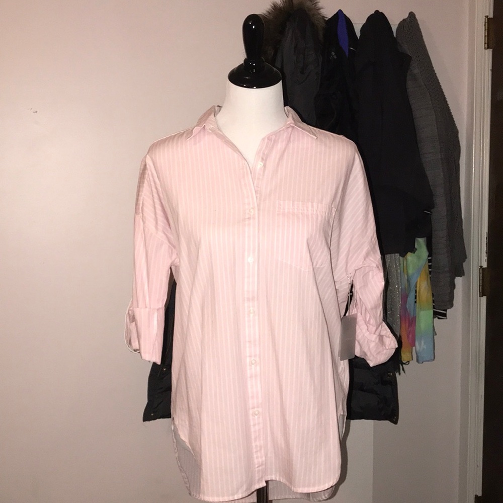 Pink/White Striped Button Down